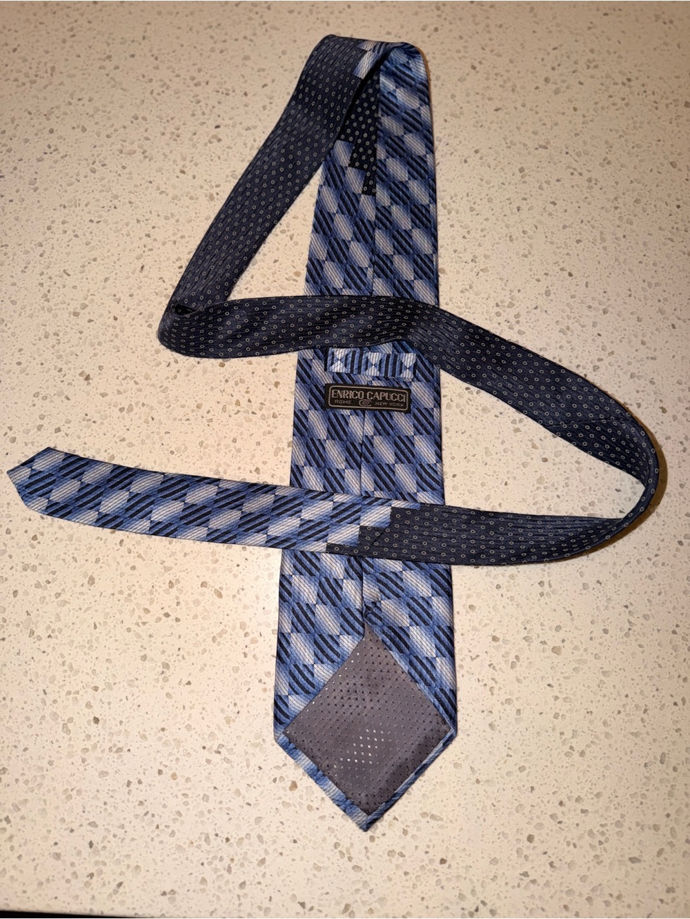 Enrico Capucci Blue Geometric Silk Tie - Picture 5 of 7